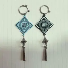 【中古】《usomuso様》倒福ピアス　チョコミント