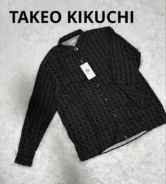 タケオキクチ　総柄シャツ　薄手　オシャレ　ブラック　黒