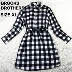 極美品 ブルックスブラザーズ 長袖シャツワンピース ギンガムチェック ベルテッド