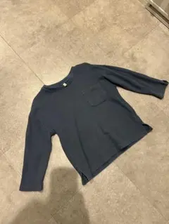 プティマイン ダークブルー 長袖カットソー ポケット付き