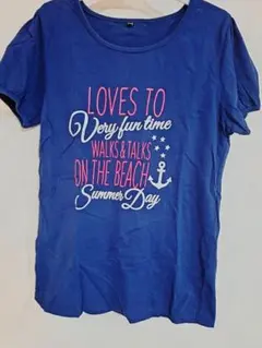 キッズ　女の子　紺色　半袖Tシャツ　160cm　プリント　カジュアル