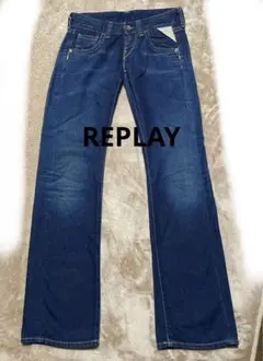 美品 REPLAY リプレイ デニム ジーンズ W26L32紫レザーパッチ ⑨
