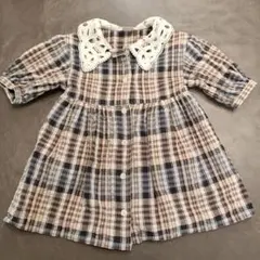 petit main チェックワンピース 80
