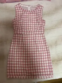 美品　エミリアウィズ　ピンク　ツイード　チェック　ワンピースのサムネイル