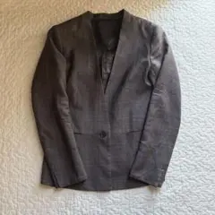 スーツカンパニー REDA ノーカラージャケット　ブラウン　チェック　38 M