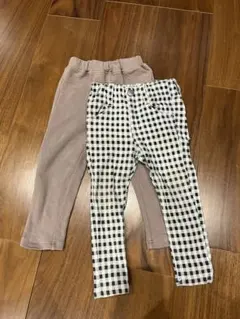 キッズ ボトムス 100cm ピンク 白黒チェック