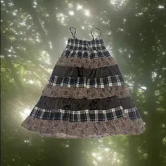 ☆森ガール☆キャミワンピース チェック柄 花柄