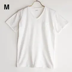 ポケット付 Vネック Tシャツ M ホワイト 無地 日本製 - メルカリ