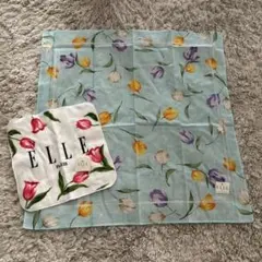 ELLE 花柄 大判ハンカチ　小判ハンカチ　2枚セット