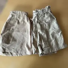 ベージュ キュロット ゴム入り2枚セット120cmと130cm