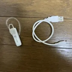 片耳用　ホワイト ワイヤレスイヤホン　マイクロUSBケーブル付