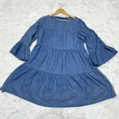 【ザラウーマン】/デニムワンピース/S/ブルー/リヨセル100%/ZARA/長袖のサムネイル