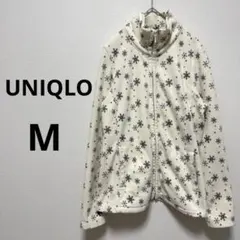 UNIQLO ユニクロ パーカー フリース 雪の結晶柄 白 レディース M
