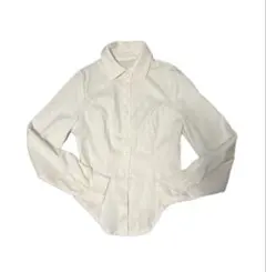 アイボリー 長袖 ボタンアップシャツ