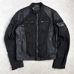 Y2K エンポリオアルマーニ ナイロンレザー切り替え ライダースジャケット L 2026年最新】EMPORIO ARMANI メンズ レザージャケット・ライダースの