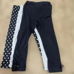 100㎝レギンス3点セット（黒リボン付き・黒の星柄・グレー）
