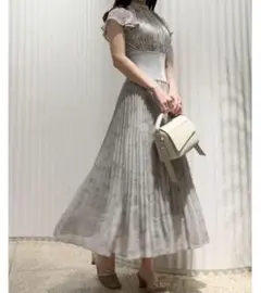 snidel ウエストリブプリントワンピース