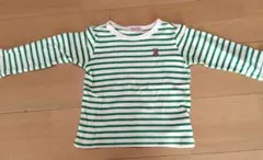 ミキハウス 長袖カットソー 110　白緑ボーダー