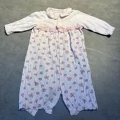 花柄ロンパース　ホワイト・ピンク　50〜70cm