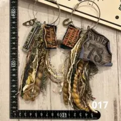 017デニムリメイク バッグチャーム タッセルキーホルダー革タグ キーリング