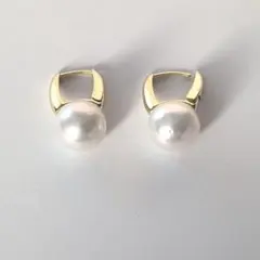 真珠 フープピアス S925 アコヤ真珠のような輝き 大粒 冠婚葬祭 ゴールド