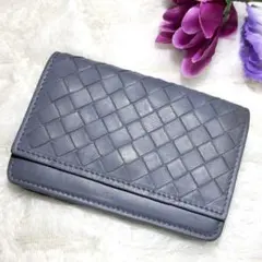 【美品✨】BOTTEGA VENETA イントレチャート 名刺入れ グレー　灰色