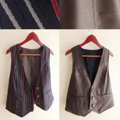 ジレ ベスト リバーシブル 定価約5,000円 紺 グレー S M L 未使用