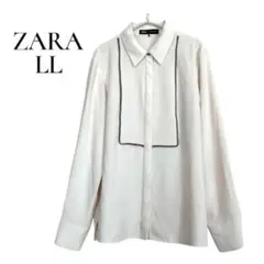 美品✨ZARA コンビシャツ レーストリム ブラウス L 大きいサイズ 完売品