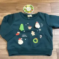 新品タグ付き90cm chum up 裏起毛 遊び付き トレーナー　クリスマス