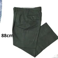 【Lake land】メンズチェック柄スラックス　ゴルフパンツ　ダークグリーン