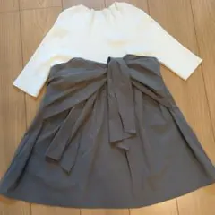 【極美品】ホワイトリブニットベージュカーキ?　 38/M　伸縮性あり　オペーク