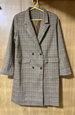 ブラウンチェック ロングコート【処分SALE】