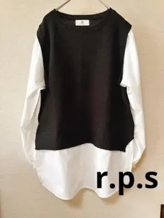 心地よいリラックス感/大人ナチュラル/ドッキングシャツ長袖トップス 黒白/M