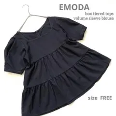 ▪️EMODA ティアード トップス ボックスネック ポワン袖 後ろファスナー美品