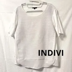 INDIVI 透かし編み 半袖Tシャツ 38 ホワイト レディース