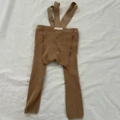 konohaサスペンダー付きリブ編みパンツ ベージュ