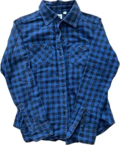 UNIQLO 青黒チェック 長袖シャツ S