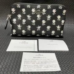 COACH コーチ ポーチ　新品未使用　ブラック　花柄