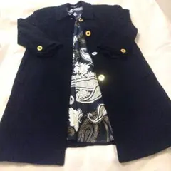 訳ありレオナール黒いロングコート ペイズリー裏地