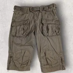 AVIREX カーキハーフカーゴパンツ M ミリタリー クロップドパンツ