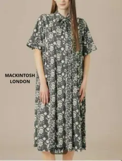 美品 マッキントッシュロンドン フラワープリントワンピース 定5.6万 極美品】マッキントッシュ ロンドン バイブリーフラワー ワンピース 38