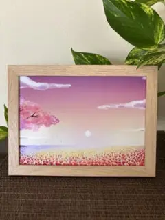 オリジナルイラスト 桜と夕陽2L判