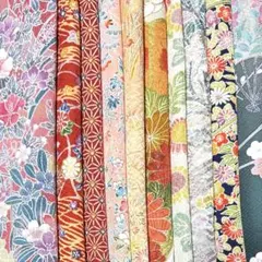 kja3774綺麗な着物はぎれ10枚セット 正絹 生地 古布 japanbela