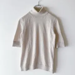 NEWYORKER ニューヨーカー ウールタートルネック 半袖ニット　グレージュ