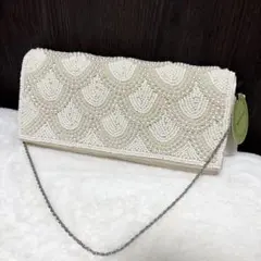 NOCTILUCAパールビーズショルダーバッグ クラッチバッグベージュ 2way