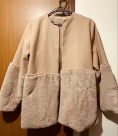 【美品】ベージュ ムートンコート レディース Lサイズ