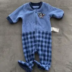 ミッキー フリースロンパース 青