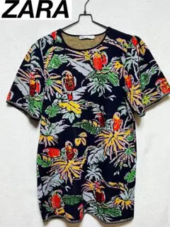 ZARA ザラ　ボタニカル オウム柄 スパンコール 刺繍 チュニック/ワンピース