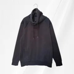 H&M 裏起毛 フード付きトレーナー メッシュ切替 ブラック EUR M