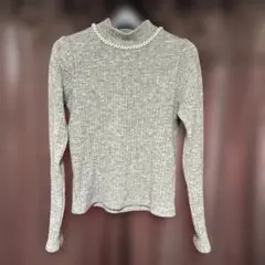 w closet グレー リブ編み セーター